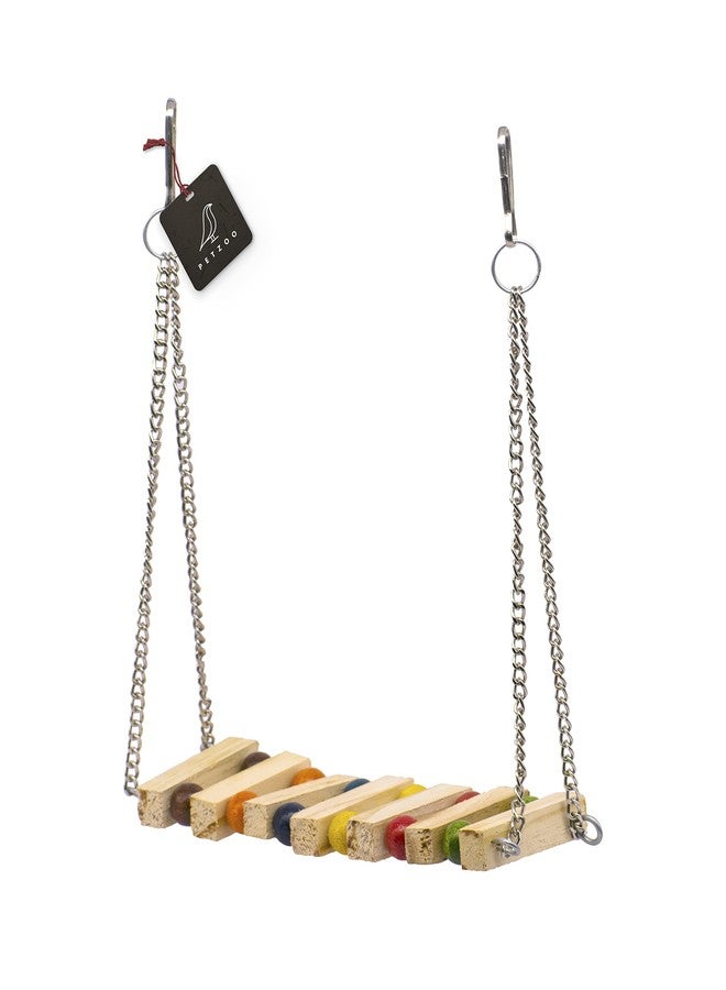 PETZOO Natural Wooden Swing Perch for Bird Cage & Parrots Natural & Wooden for Finches, Budgies, Love Birds, Parrots, Conure, African Grey, Cockatiels - Image 1
